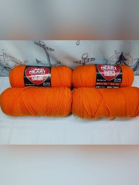 Lot Of 4-Red Heart Super Saver Skeins/ 7oz / Pumpkin
